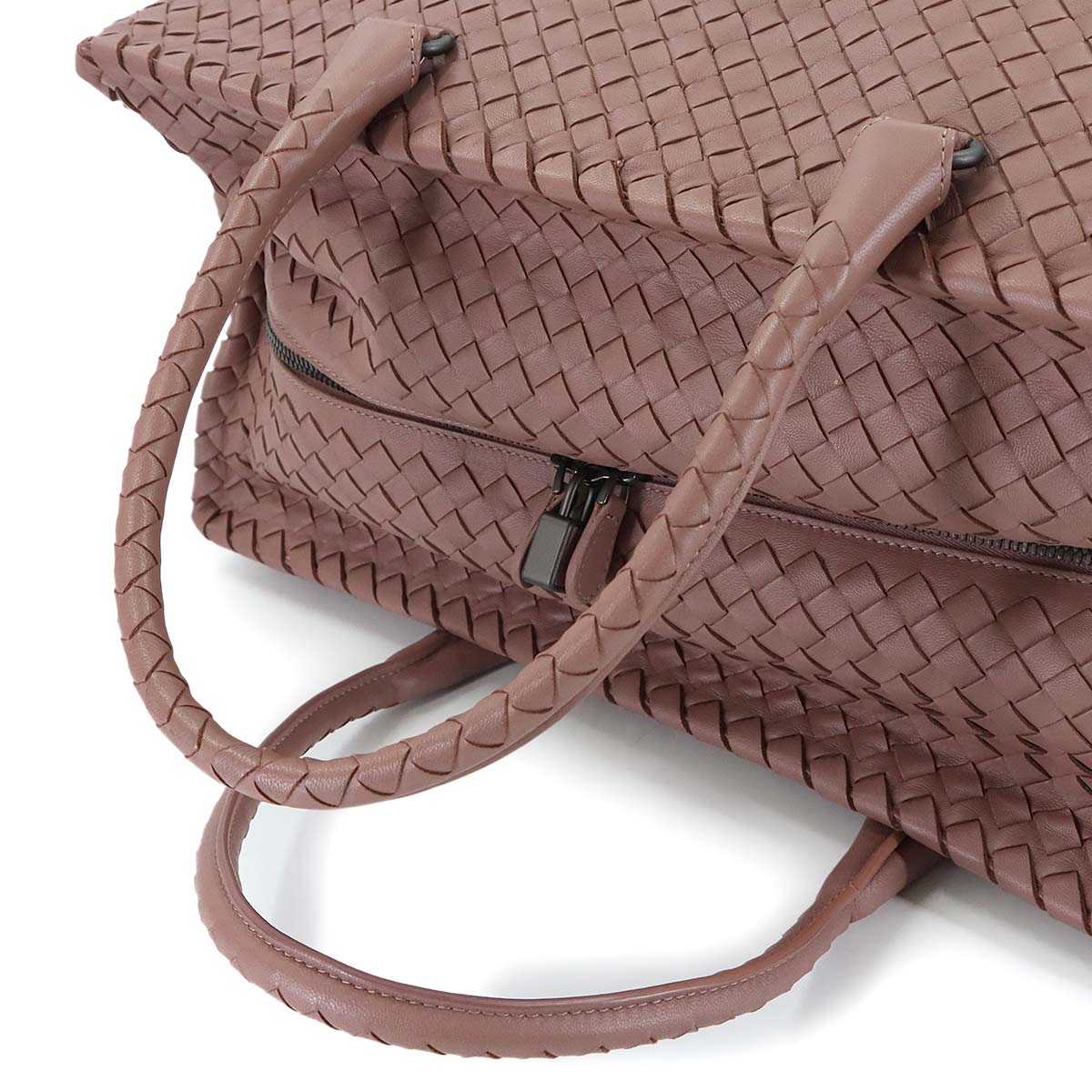 Intrecciato Boston Bag Leather Pink Purse
