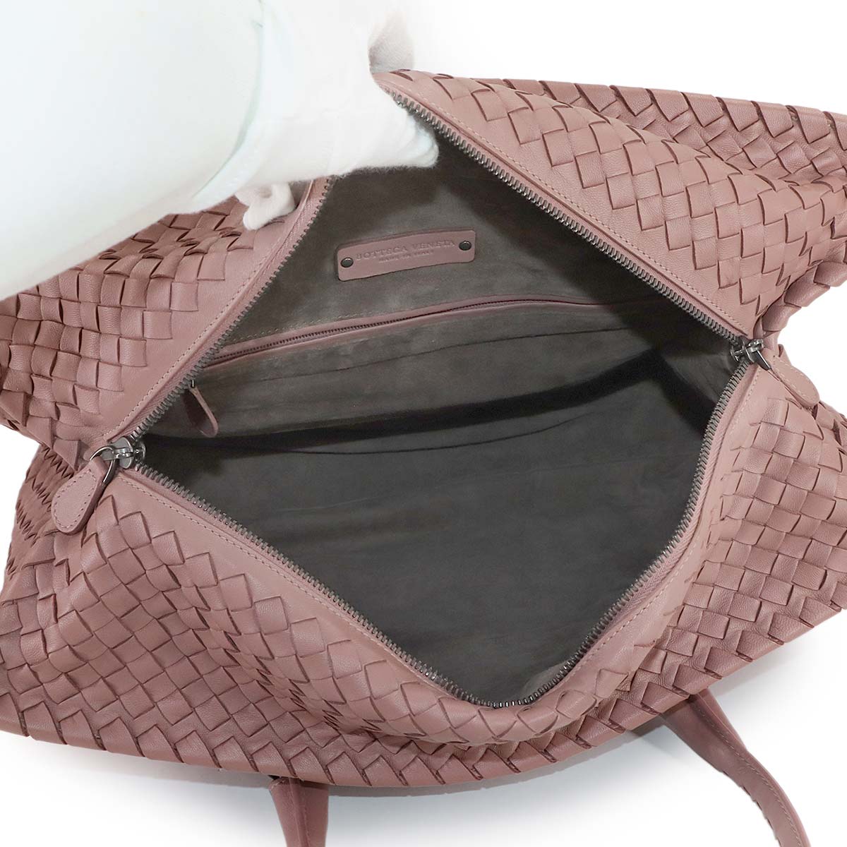 Intrecciato Boston Bag Leather Pink Purse
