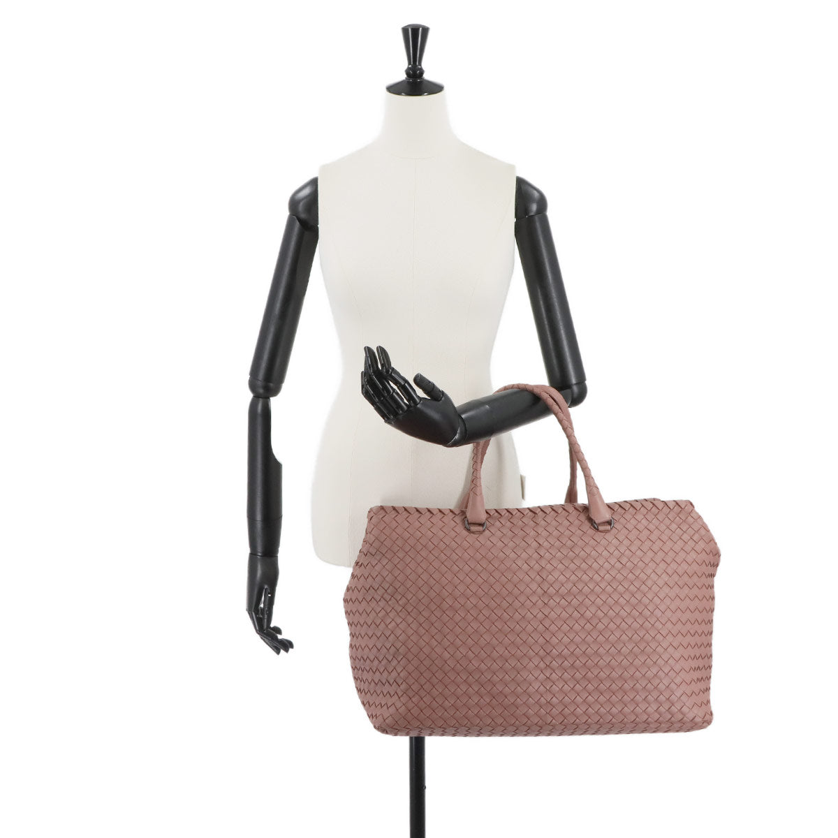 Intrecciato Boston Bag Leather Pink Purse