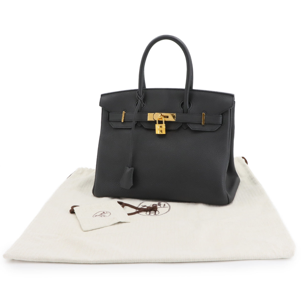 Birkin 30 Togo Leather Black Hand Bag Purse