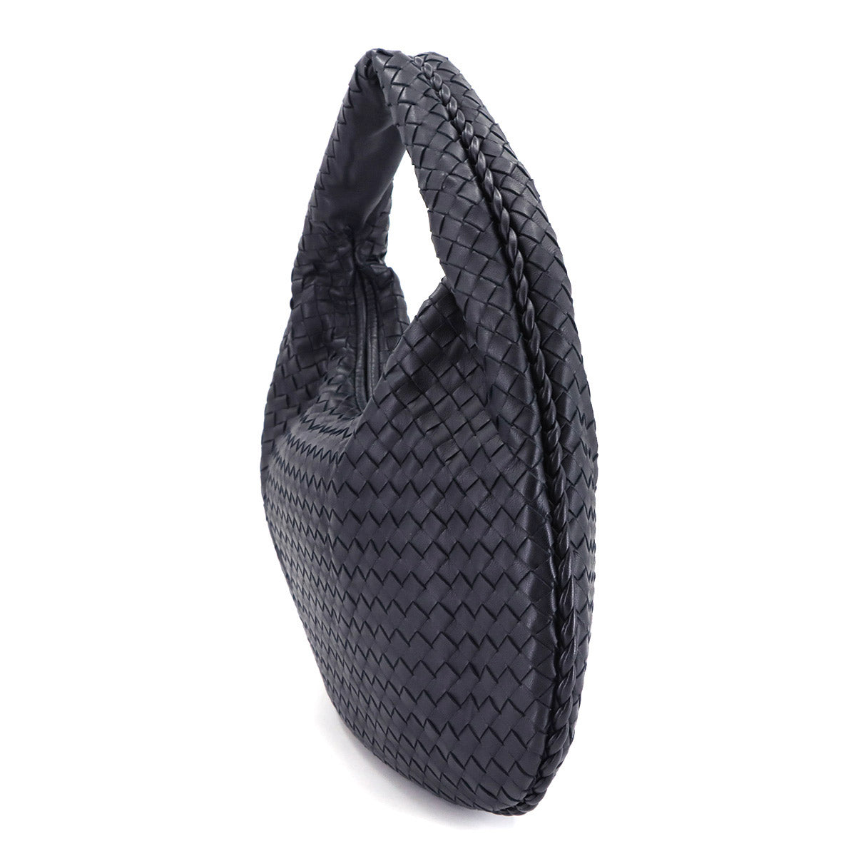 Intrecciato Shoulder Bag Leather Navy 115653