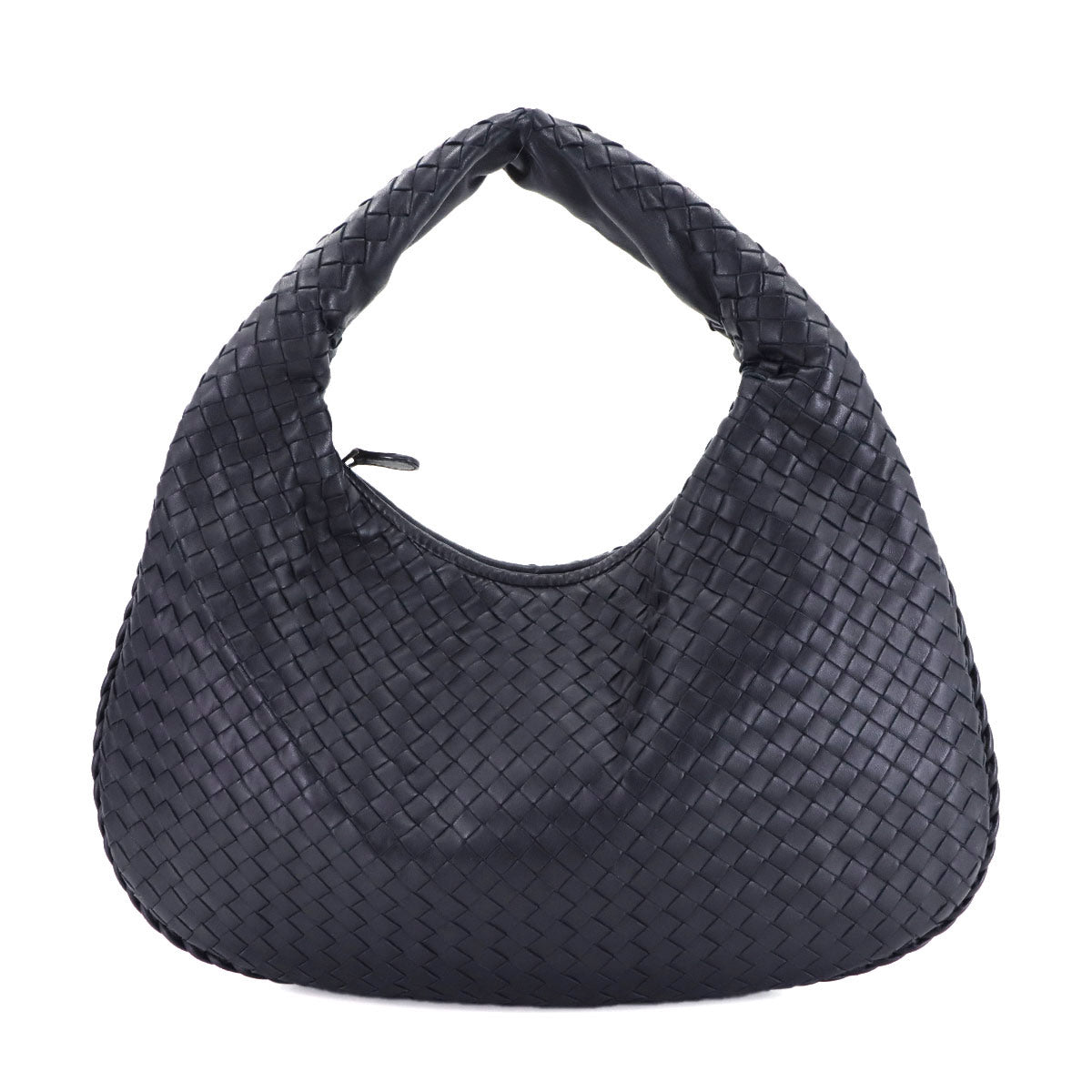 Intrecciato Shoulder Bag Leather Navy 115653