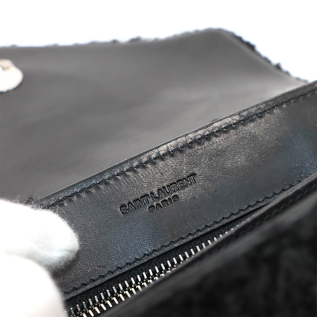 Shoulder Bag Shearling Leather Black 531648 Purse