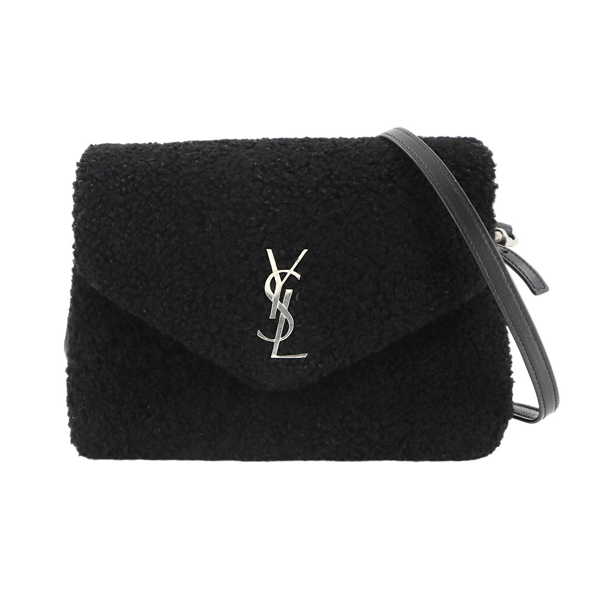 Shoulder Bag Shearling Leather Black 531648 Purse
