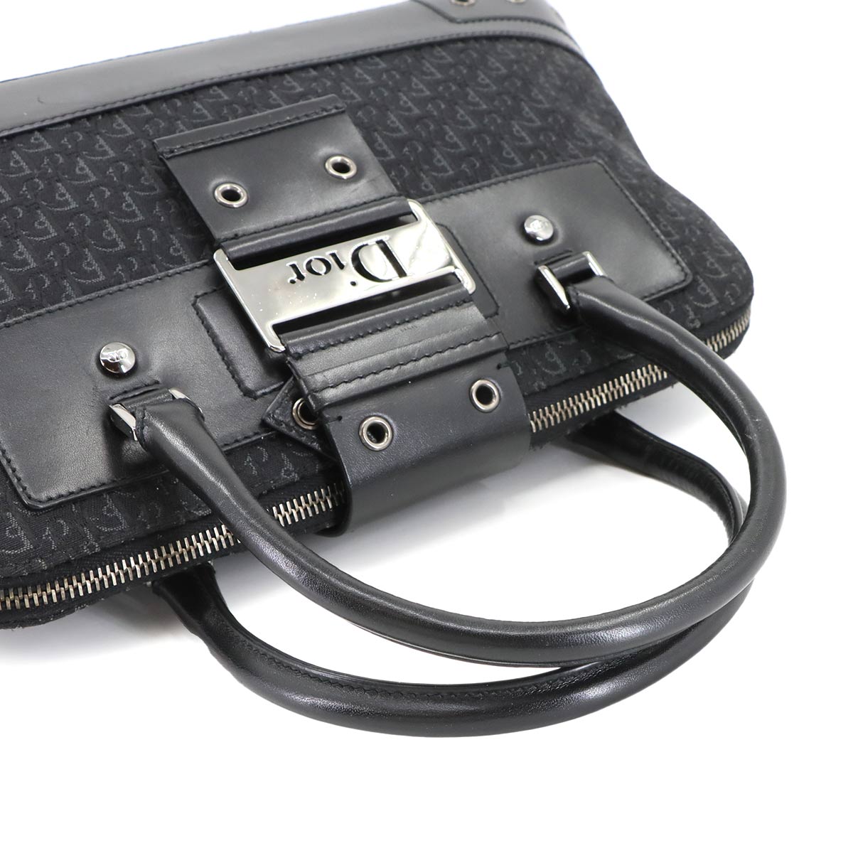 Trotter Street Chic Hand Bag Canvas Leather Black