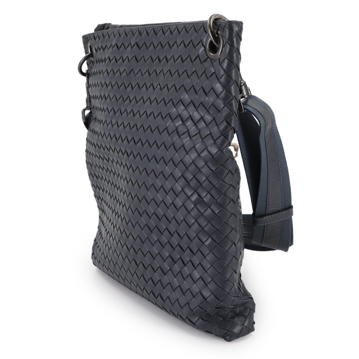 Intrecciato Shoulder Bag Leather Blue 161623