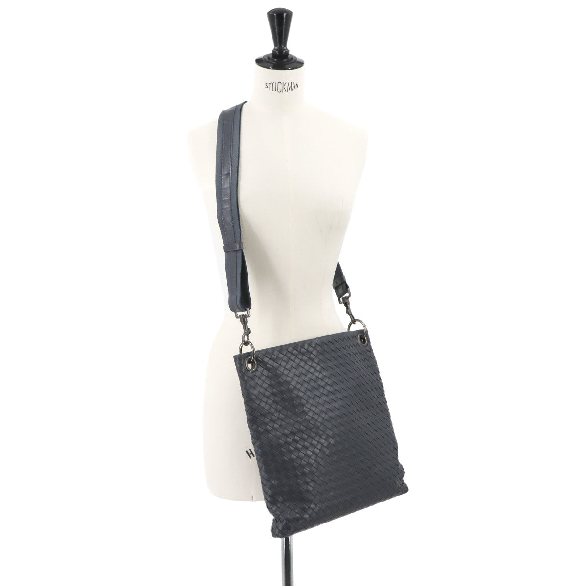 Intrecciato Shoulder Bag Leather Blue 161623