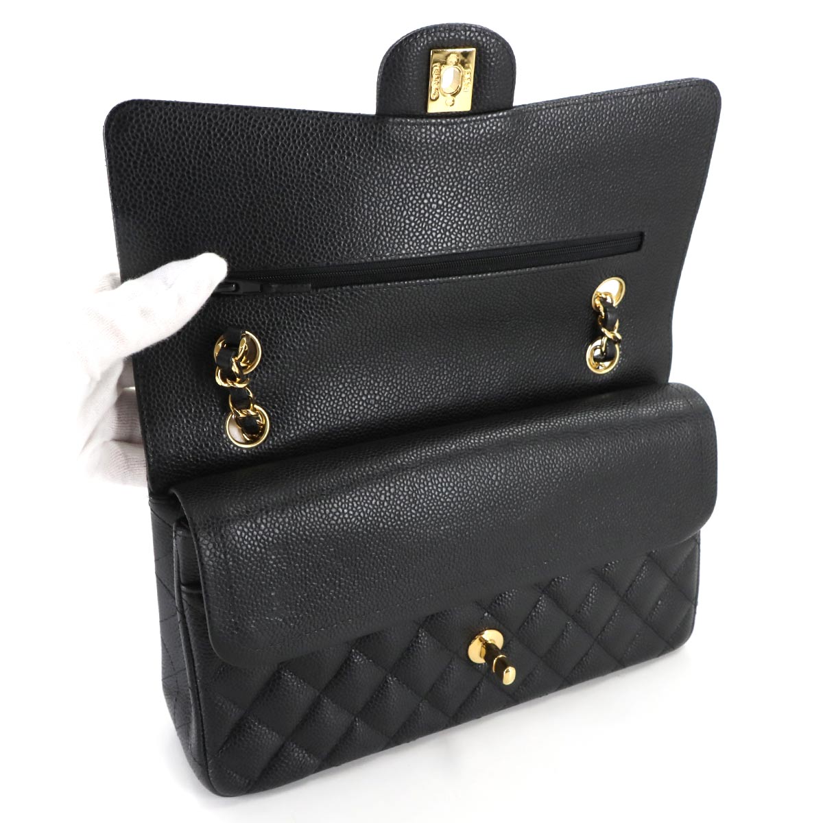 Matelasse 25 Chain Shoulder Bag Leather Black A01112 11.12