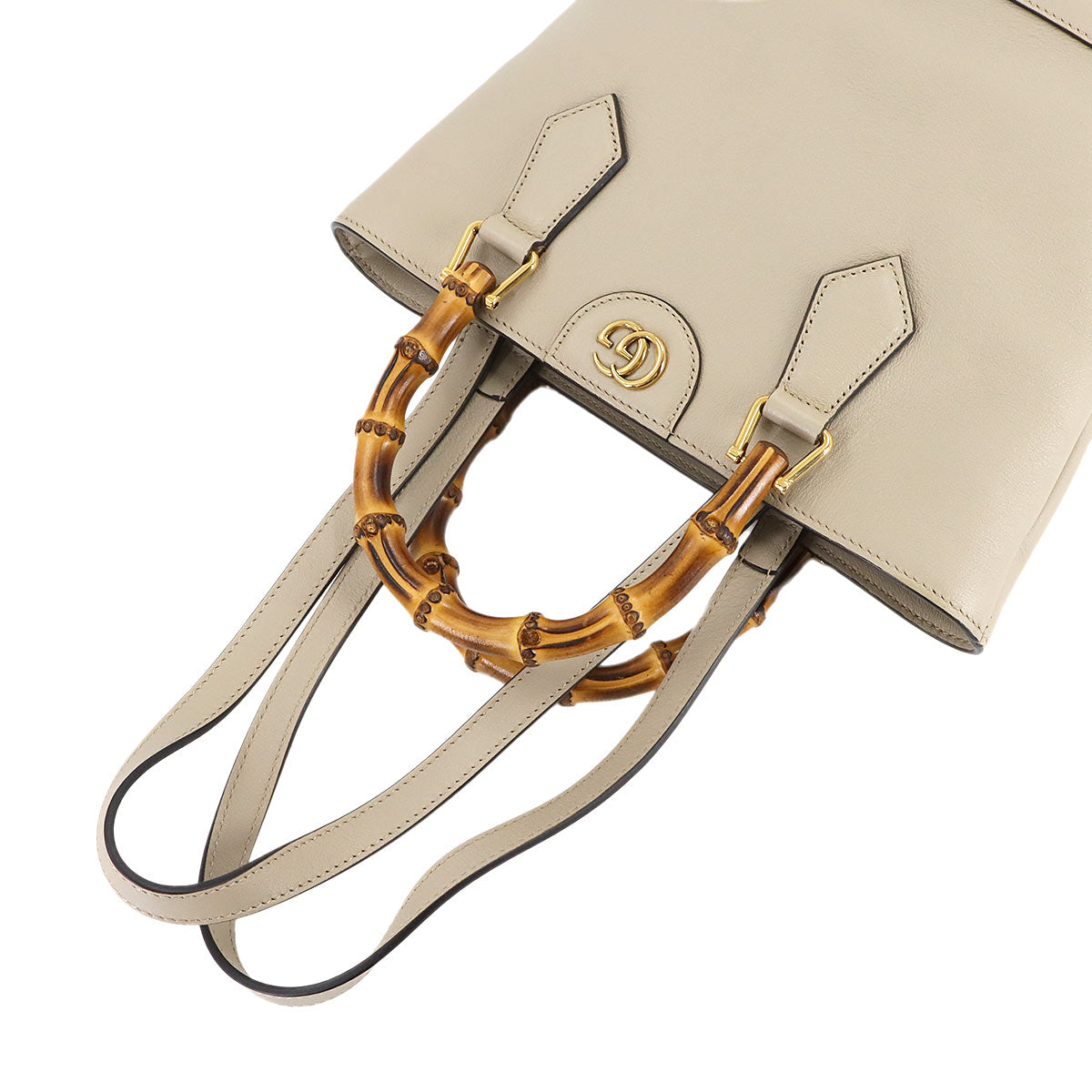 Banboo Diana Tote Shoulder Bag Leather Beige 750396 Purse