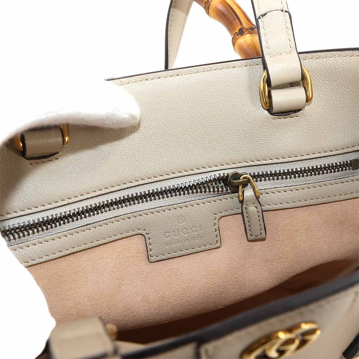 Banboo Diana Tote Shoulder Bag Leather Beige 750396 Purse
