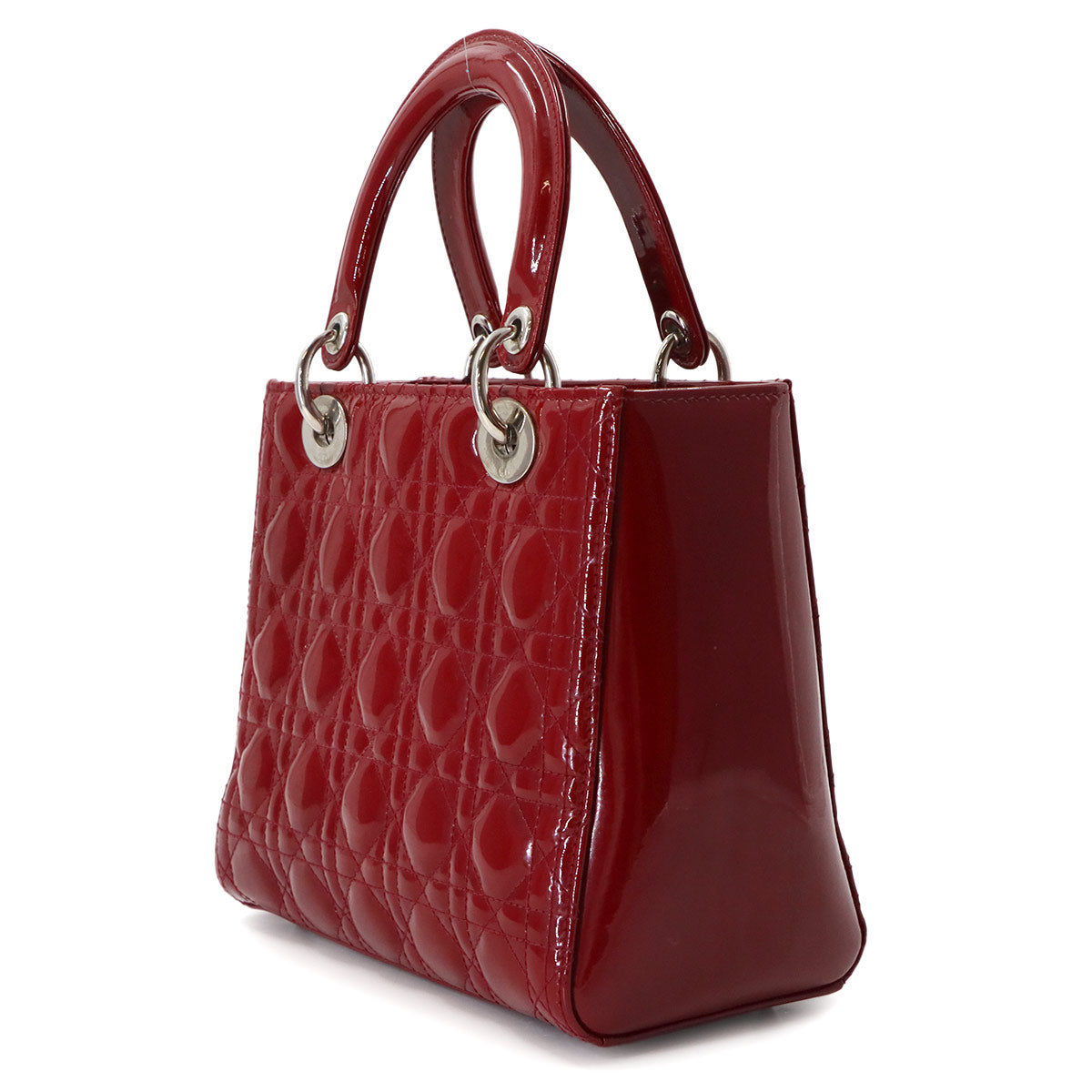Lady Dior Medium Hand Shoulder Bag Enamel Red