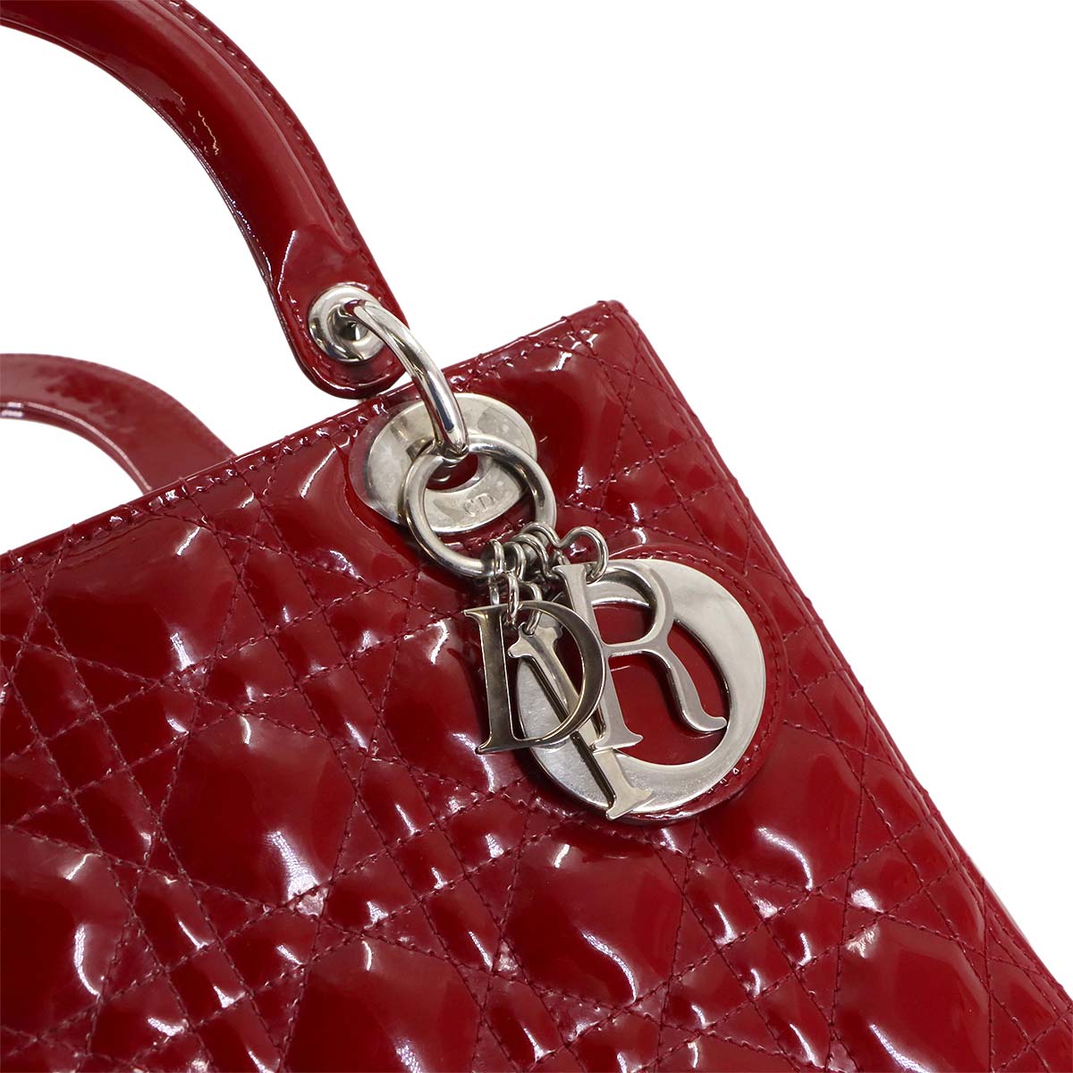 Lady Dior Medium Hand Shoulder Bag Enamel Red