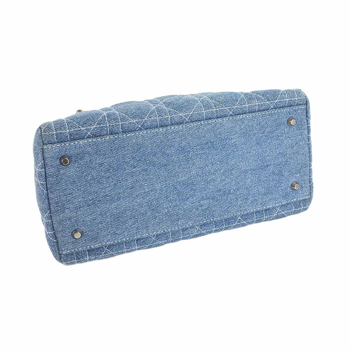 Lady Dior Medium Hand Shoulder Bag Denim Blue