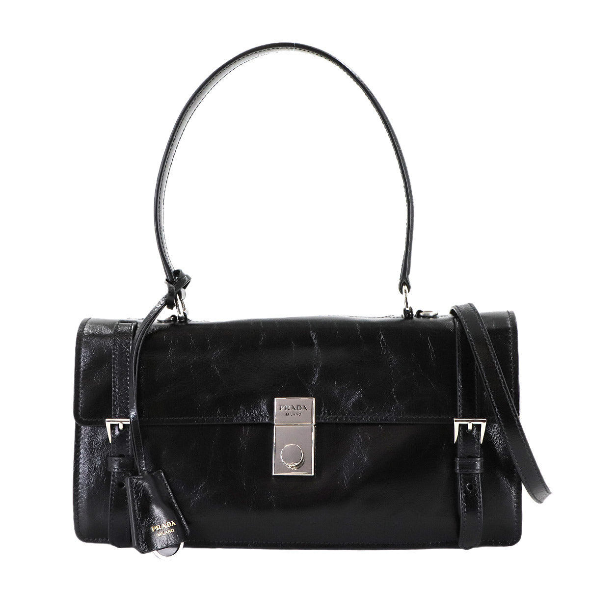 PRADA 2way Hand Shoulder Bag Leather Black 1BN026 Purse
