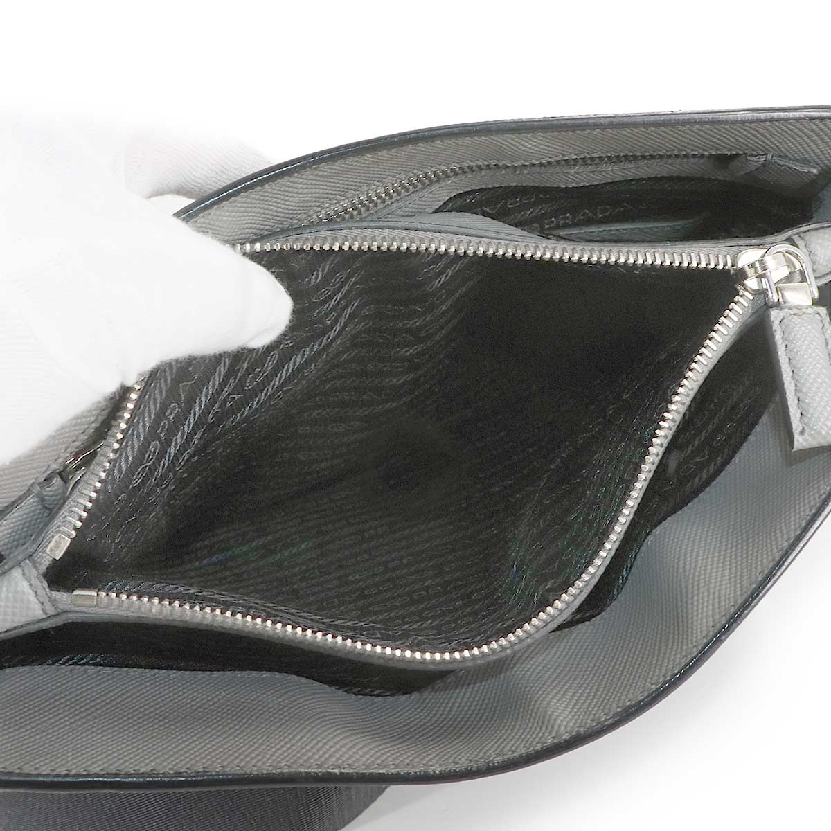 Saffiano Shoulder Bag Leather Gray 2VH086 Purse