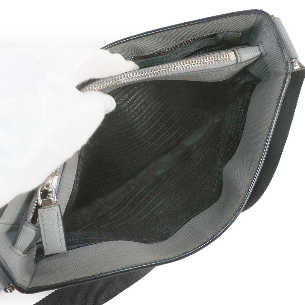 Saffiano Shoulder Bag Leather Gray 2VH086 Purse