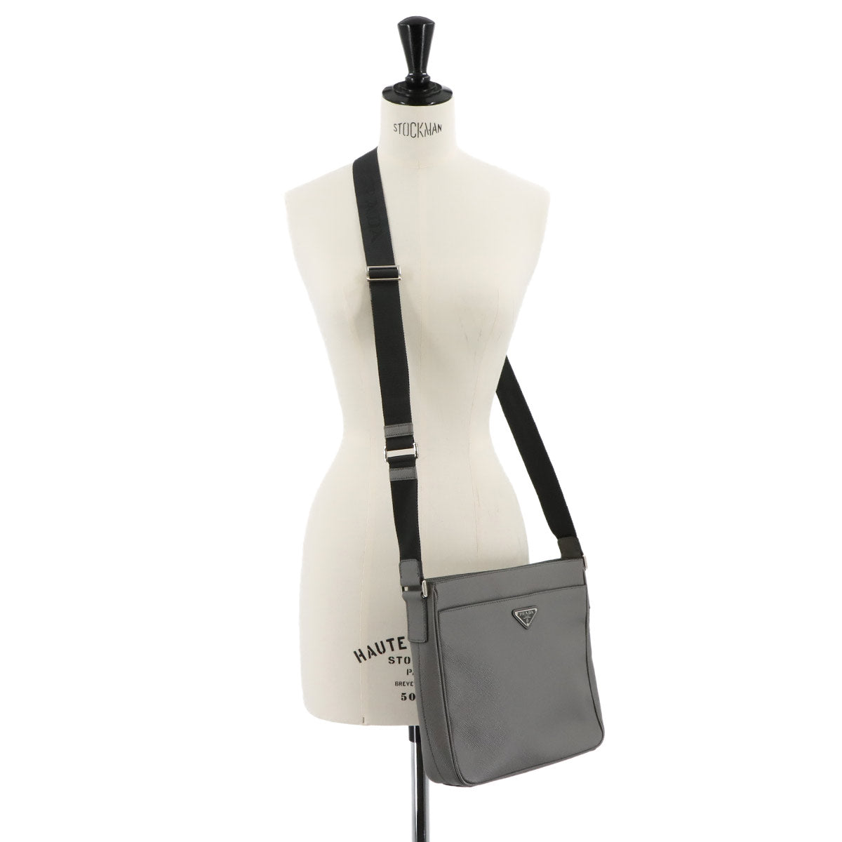 Saffiano Shoulder Bag Leather Gray 2VH086 Purse