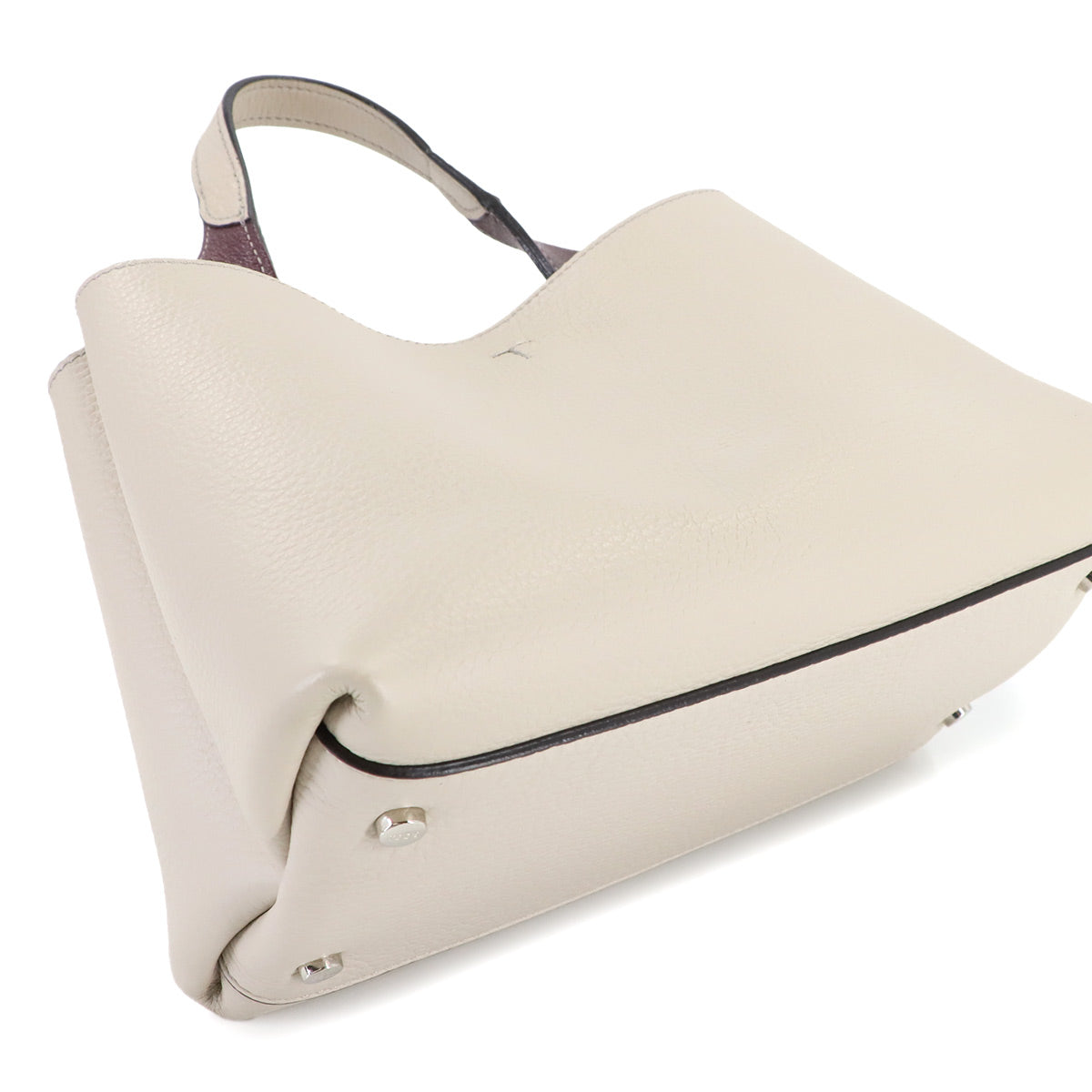 T Timeless 2way Hand Shoulder Bag Leather Beige Purse