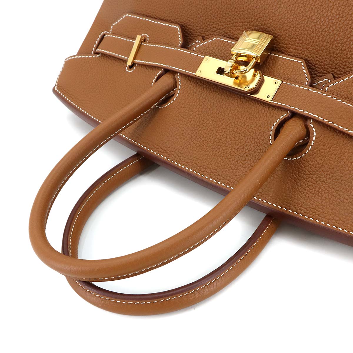 Birkin 35 Togo Gold Geranium Hand Bag Brown Red