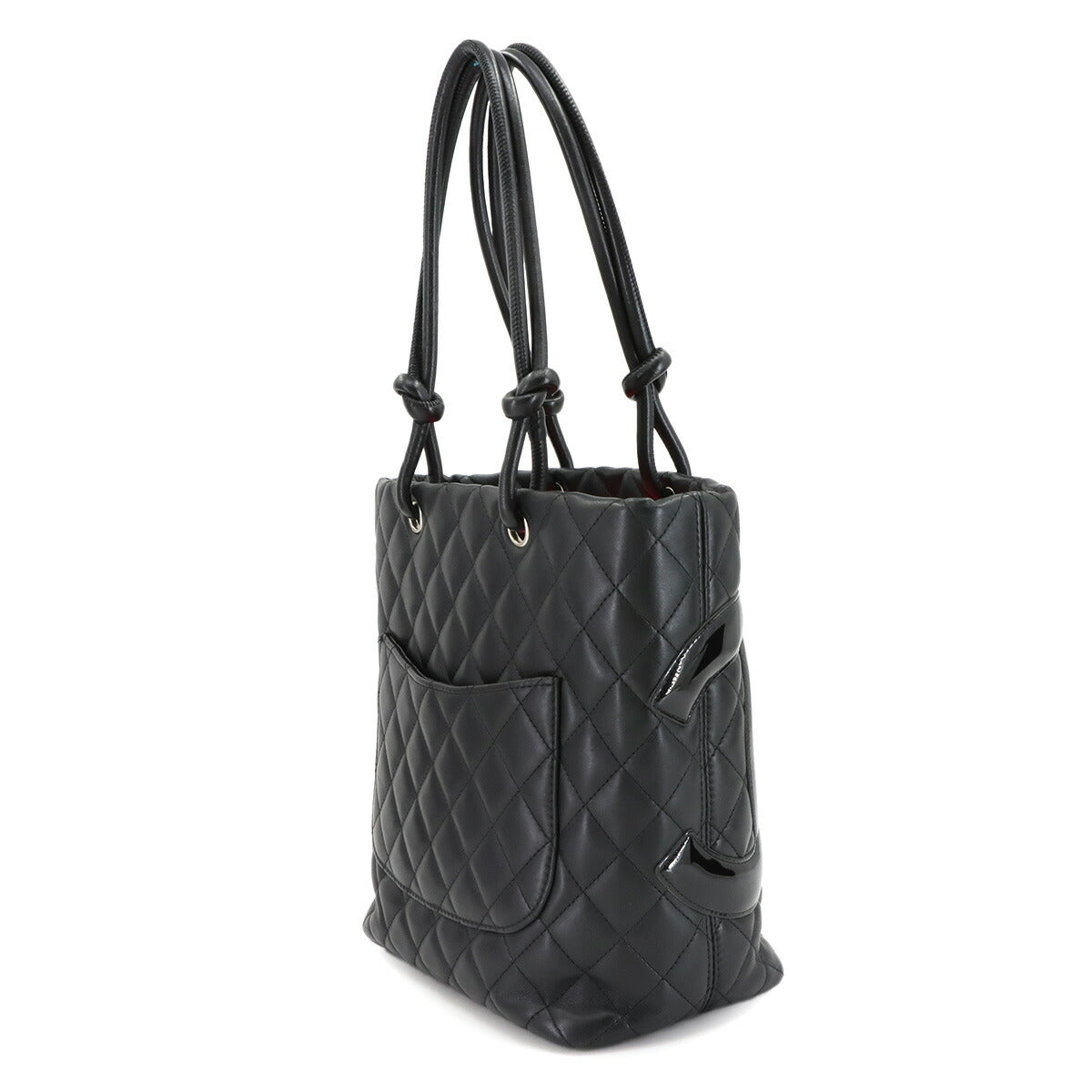 Cambon Line Medium Tote Bag Leather Enamel Black A25167 Purse