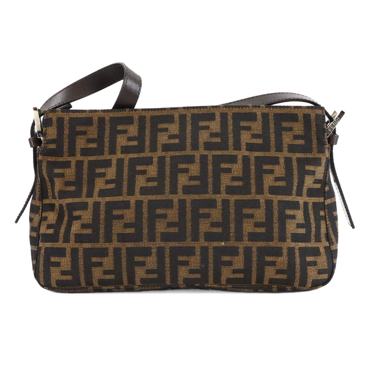 Zucca Shoulder Bag Canvas Leather Brown Black 26566 Purse