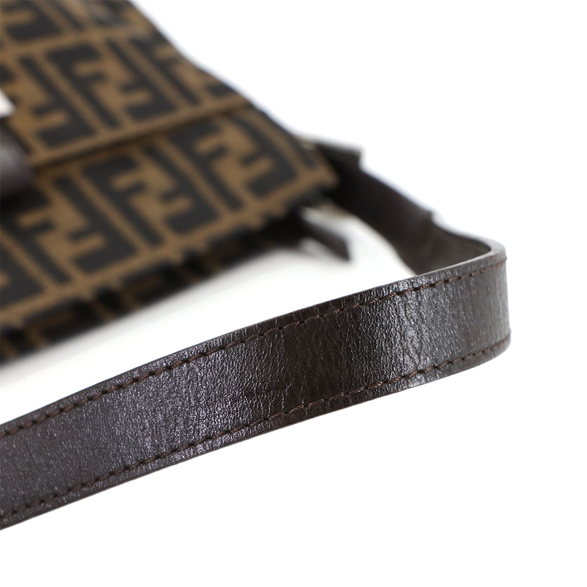 Zucca Shoulder Bag Canvas Leather Brown Black 26566 Purse