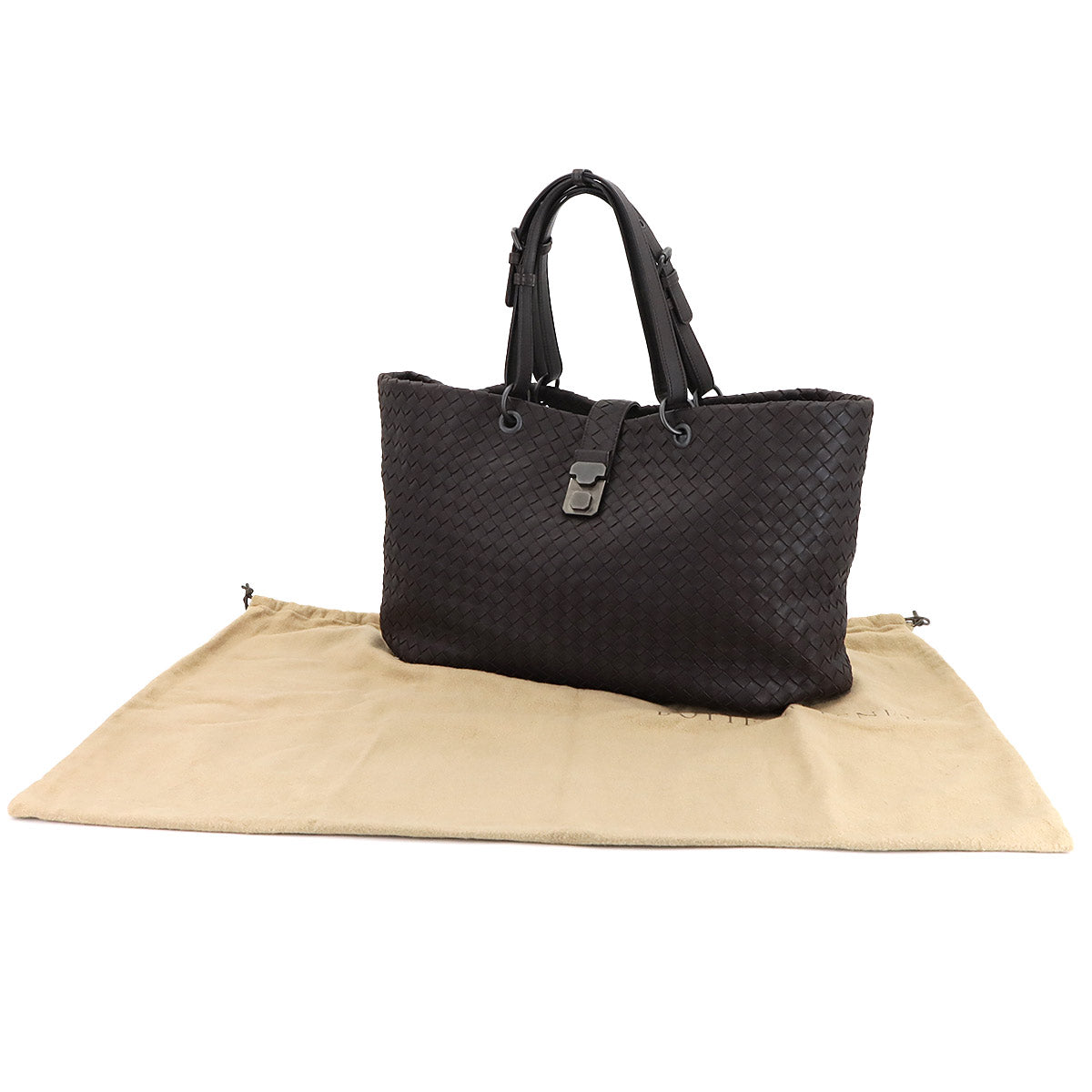 Intrecciato Tote Bag Leather Dark brown Purse