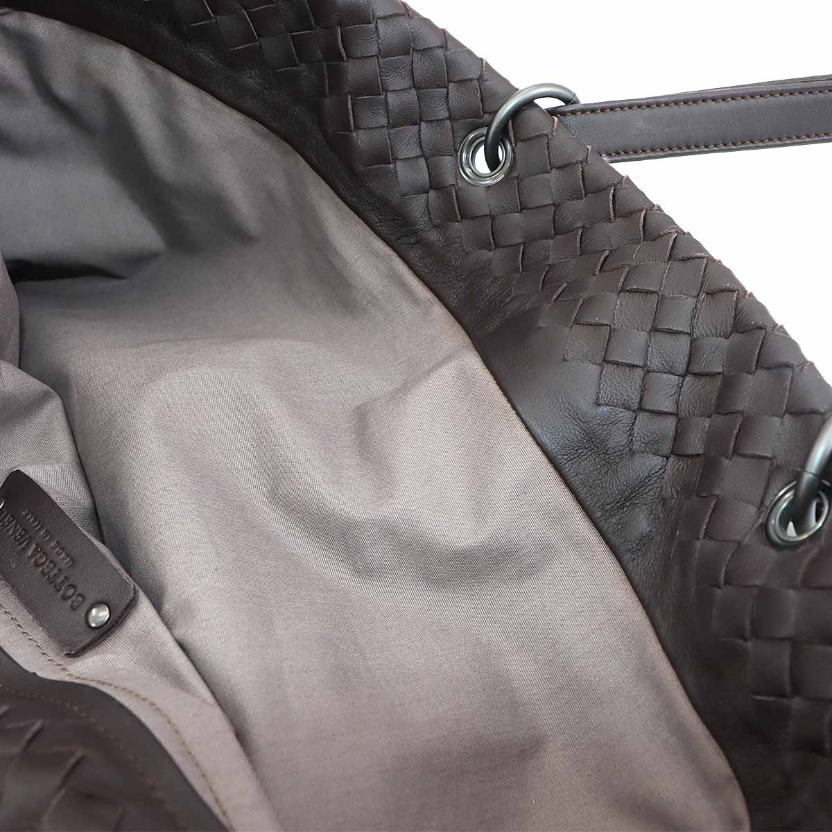 Intrecciato Tote Bag Leather Dark brown Purse