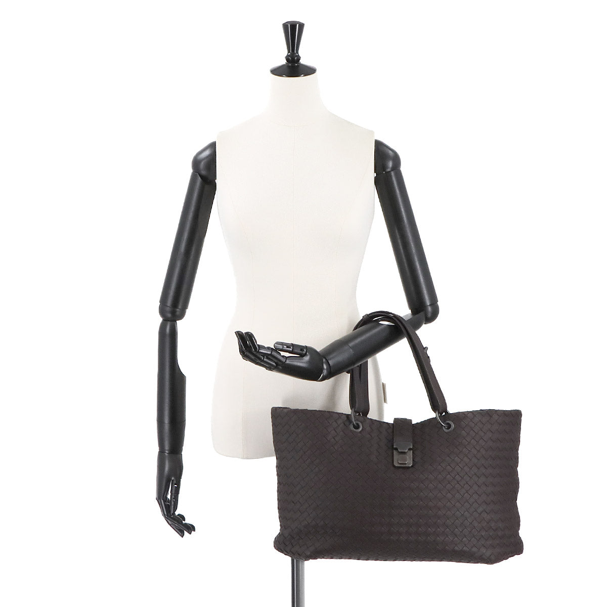 Intrecciato Tote Bag Leather Dark brown Purse