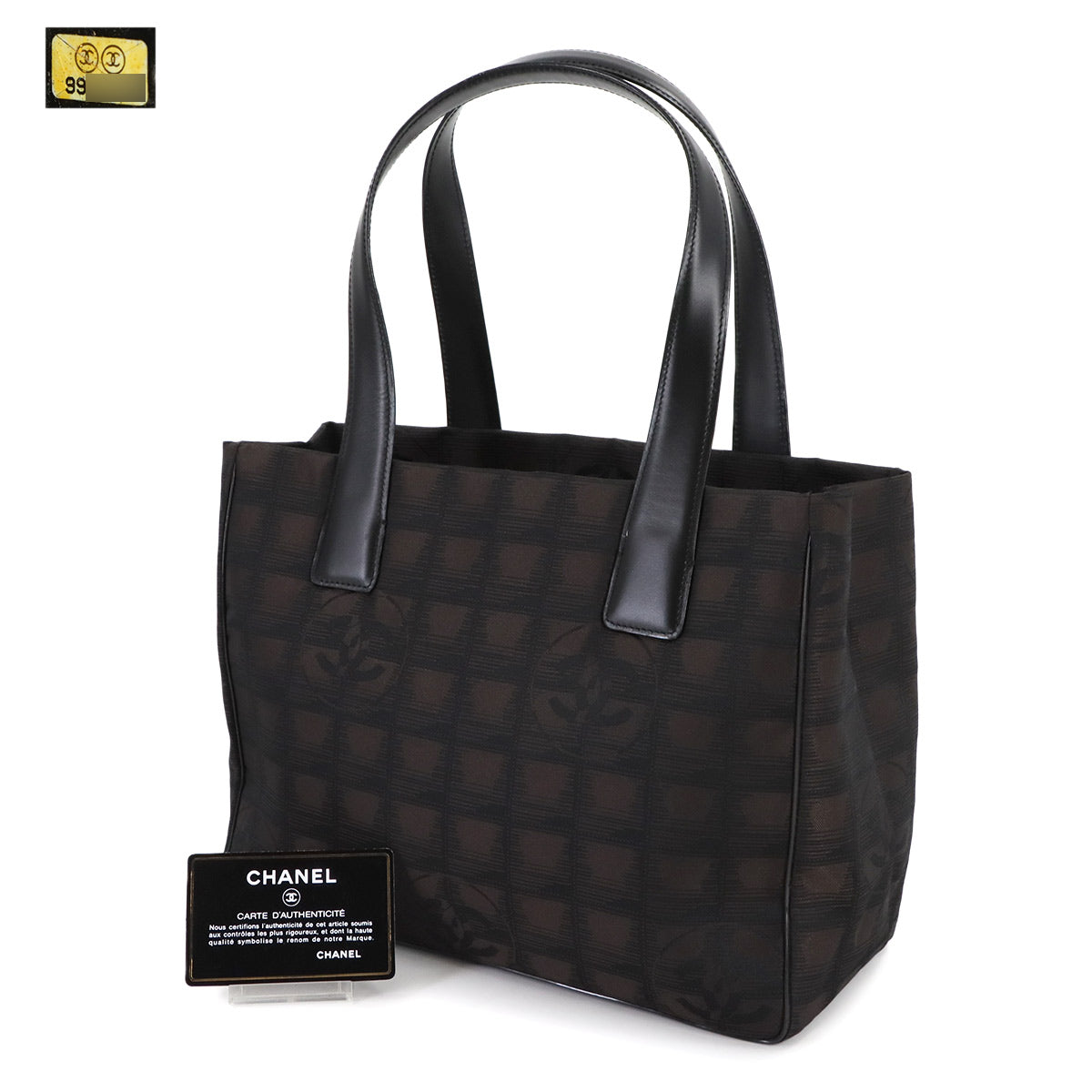 New Travel Line Tote PM Bag Nylon Jacquard Leather Brown A20457