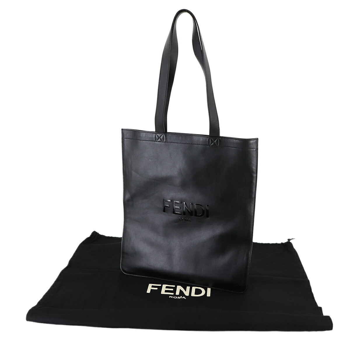 Embossed Logo Tote BagLeather Black 7VA538 Purse