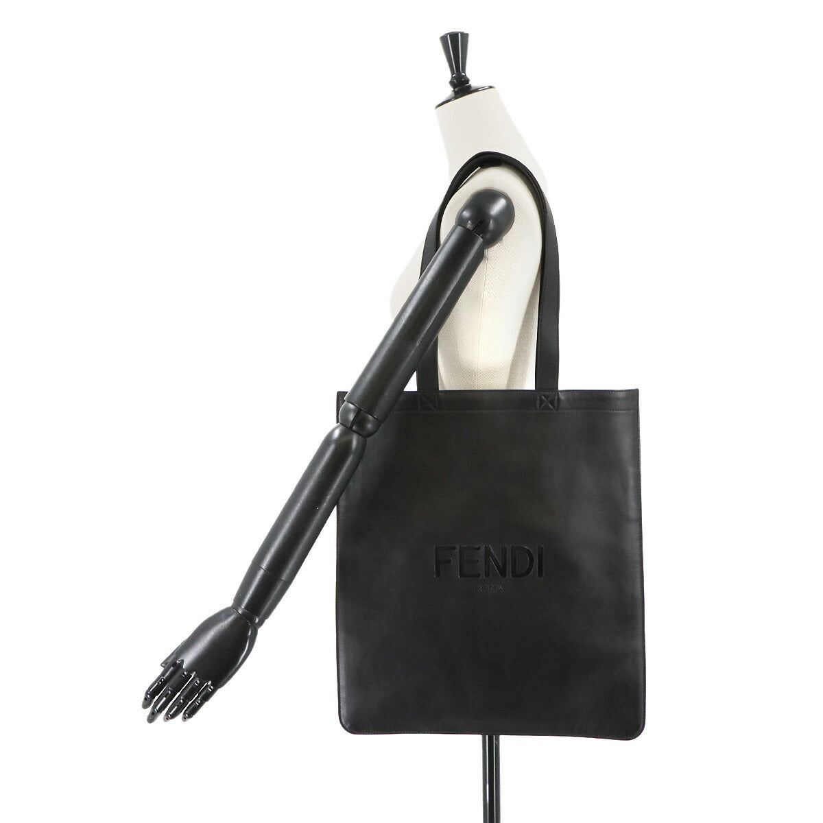 Embossed Logo Tote BagLeather Black 7VA538 Purse