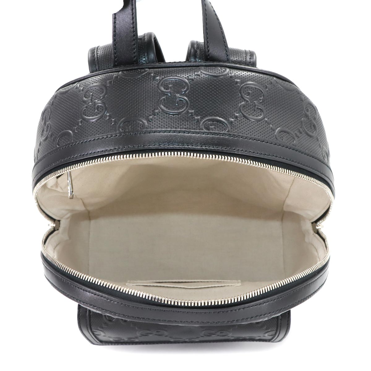 GG Embossed Backpack Leather Black 658579 Purse