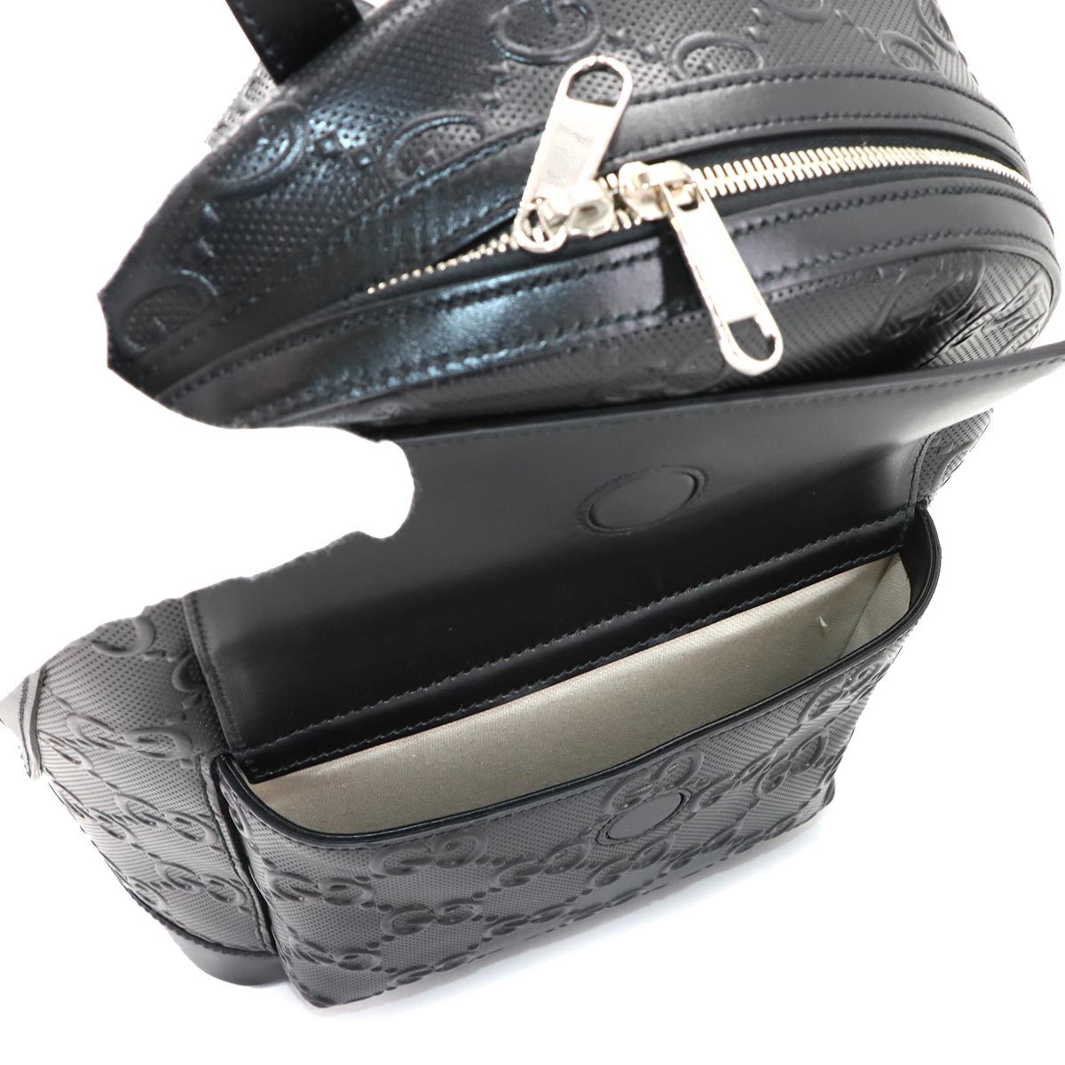 GG Embossed Backpack Leather Black 658579 Purse