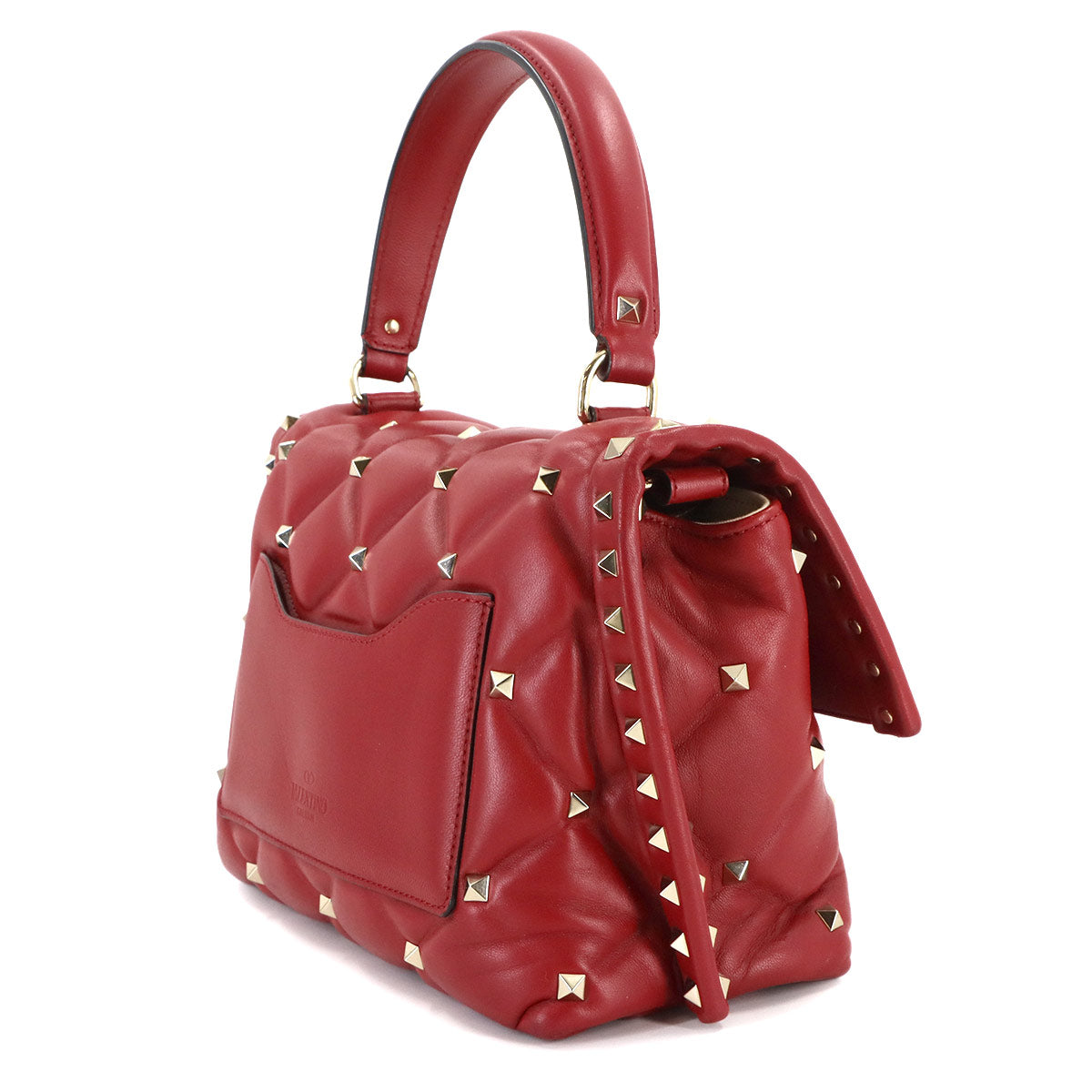 Candy Studs Hand Shoulder Bag Leather Red
