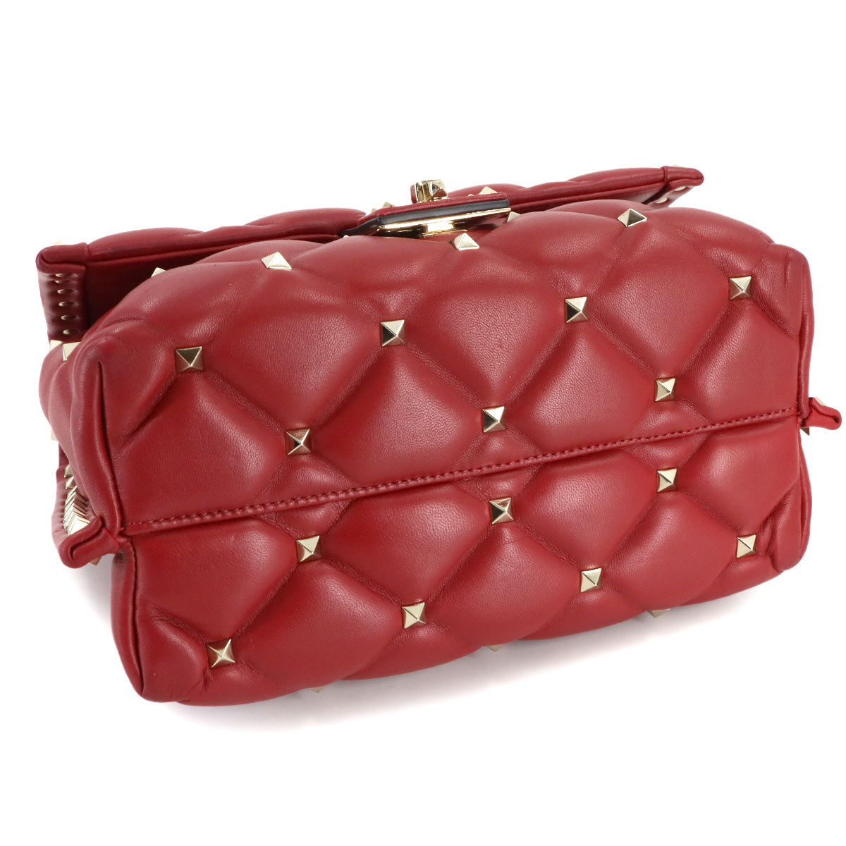 Candy Studs Hand Shoulder Bag Leather Red
