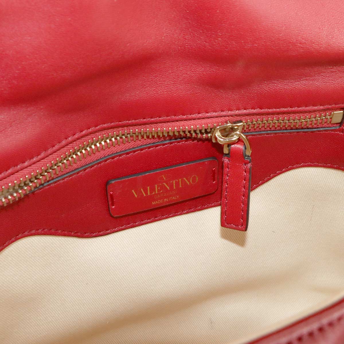 Candy Studs Hand Shoulder Bag Leather Red
