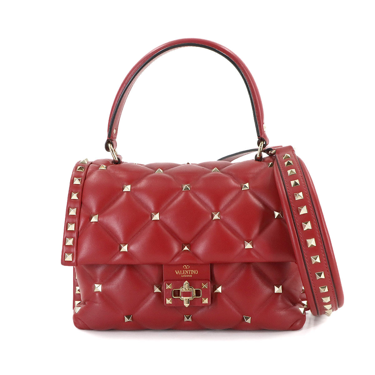 Candy Studs Hand Shoulder Bag Leather Red