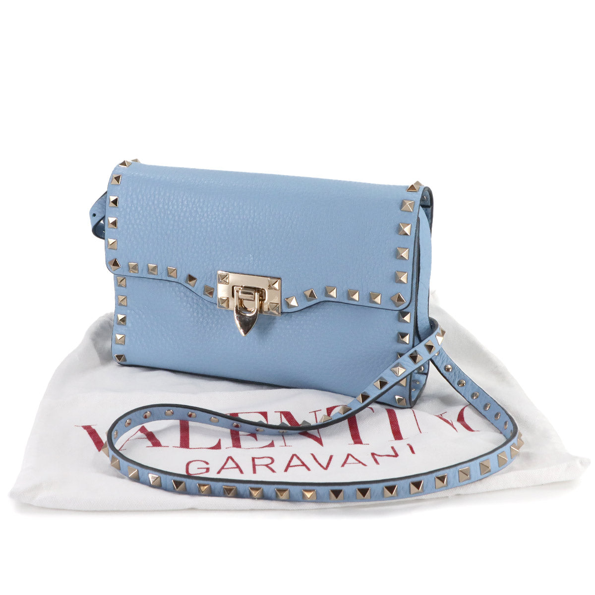 Rockstuds Small Shoulder Bag Leather Blue Purse