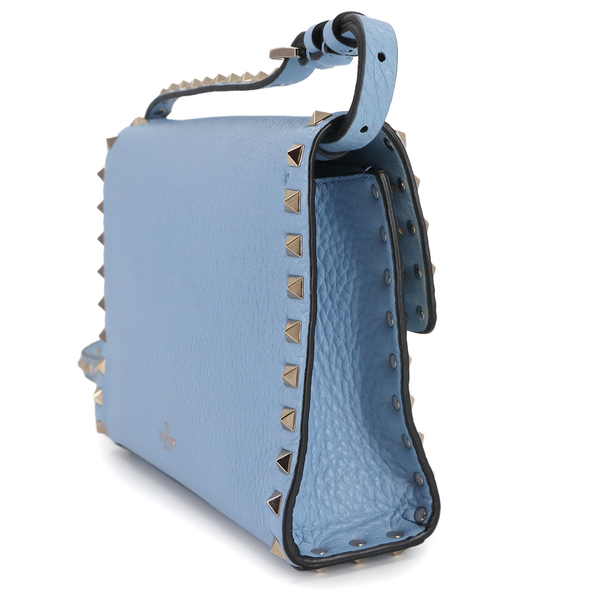 Rockstuds Small Shoulder Bag Leather Blue Purse