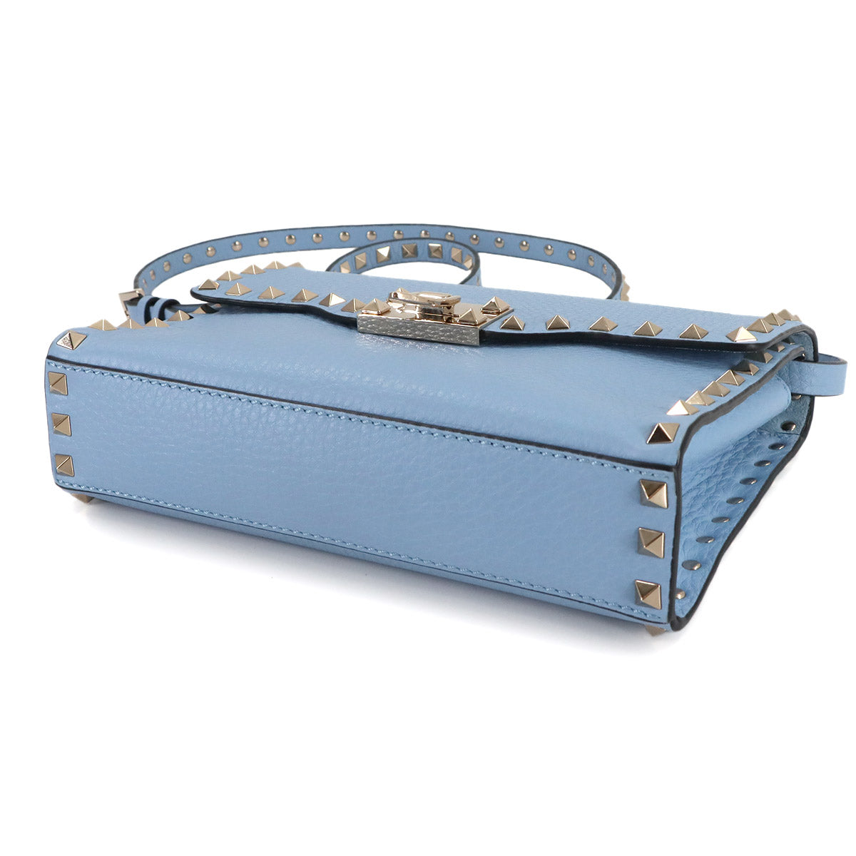 Rockstuds Small Shoulder Bag Leather Blue Purse