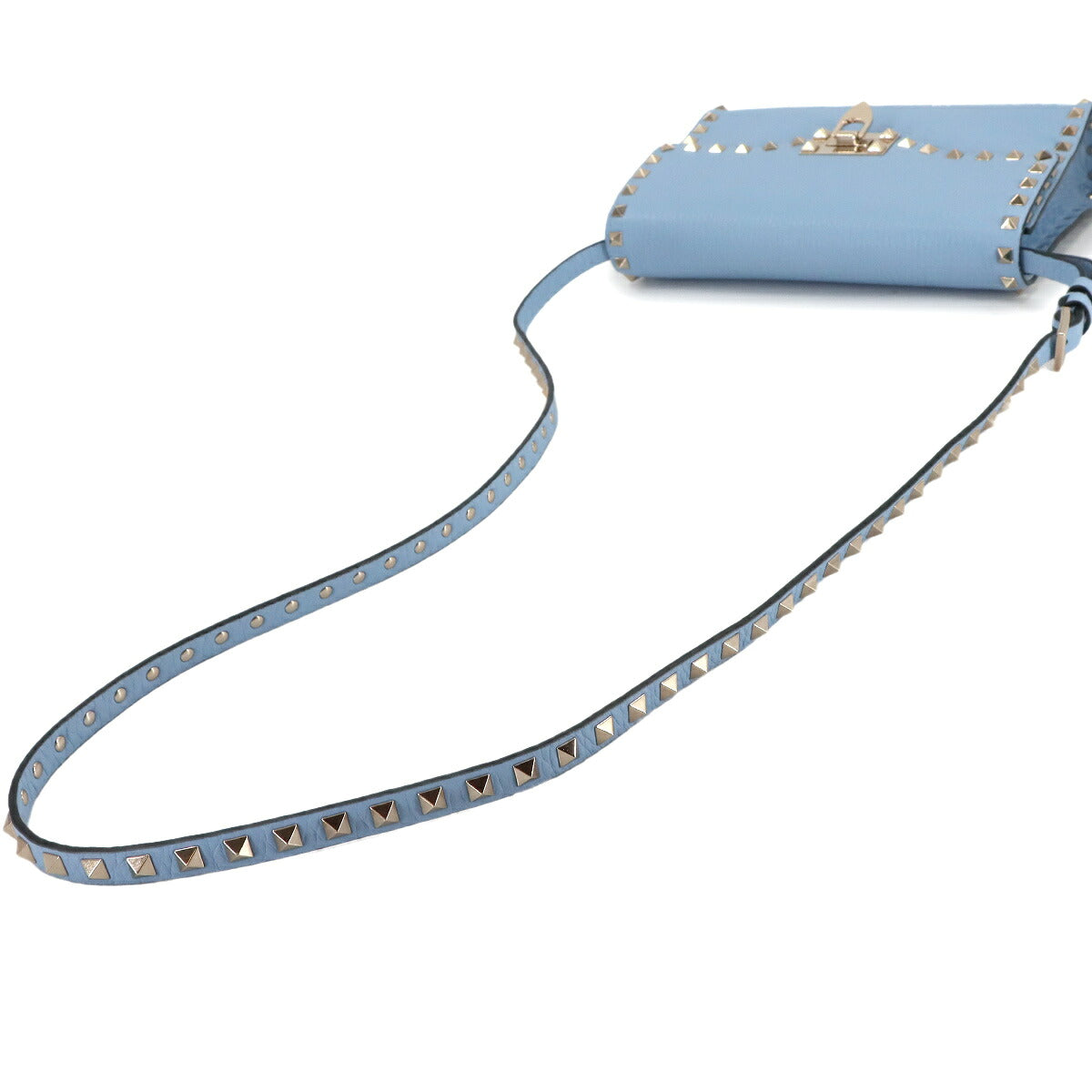 Rockstuds Small Shoulder Bag Leather Blue Purse