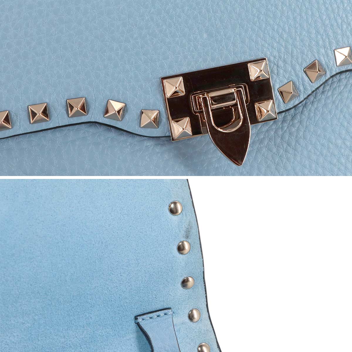 Rockstuds Small Shoulder Bag Leather Blue Purse