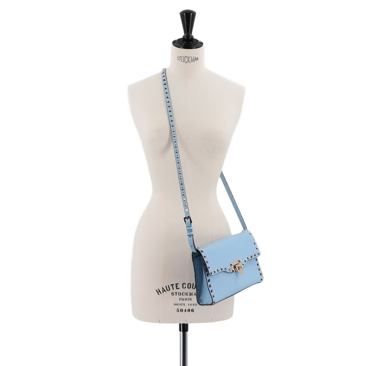 Rockstuds Small Shoulder Bag Leather Blue Purse