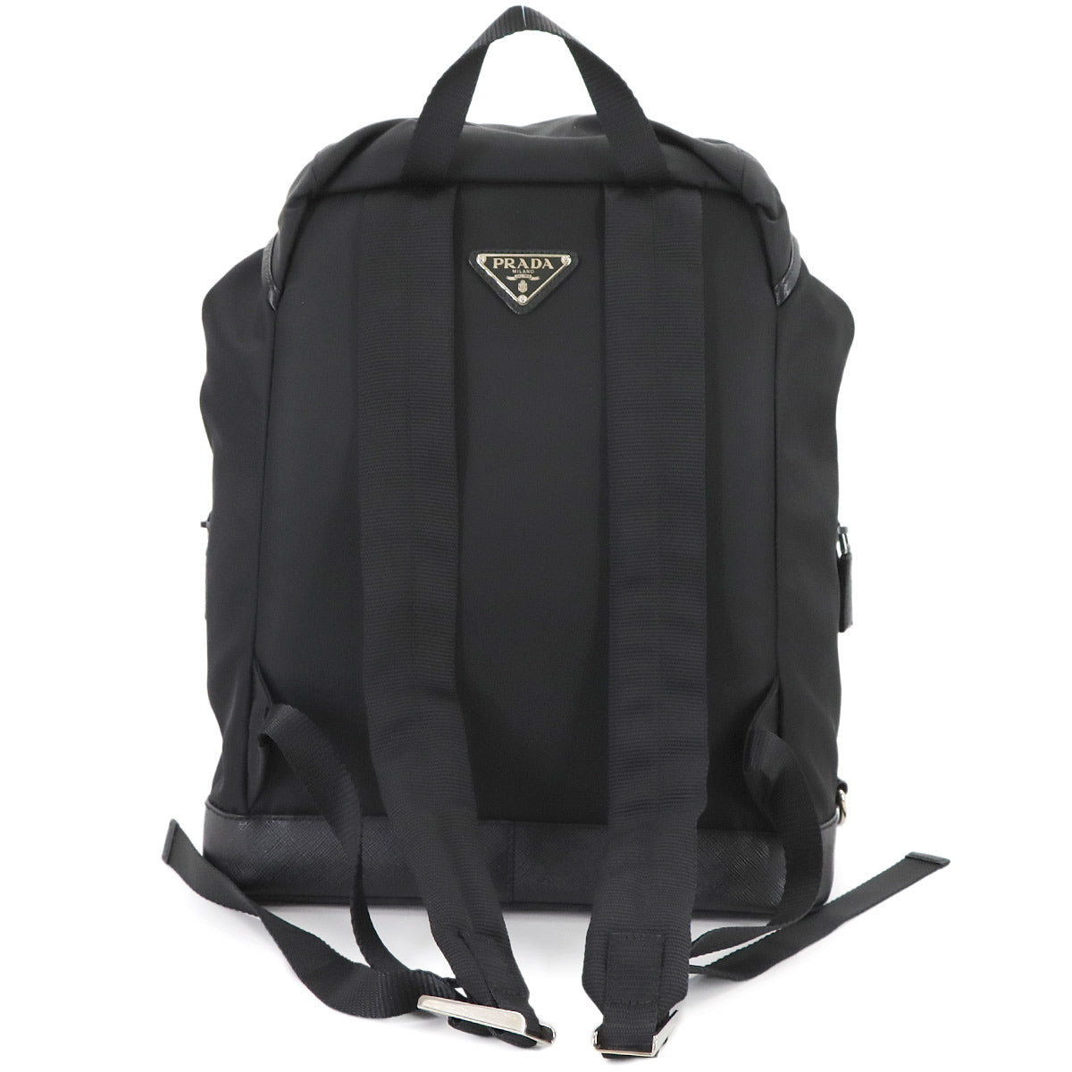 Backpack Nylon Saffiano leather Black V164 Purse