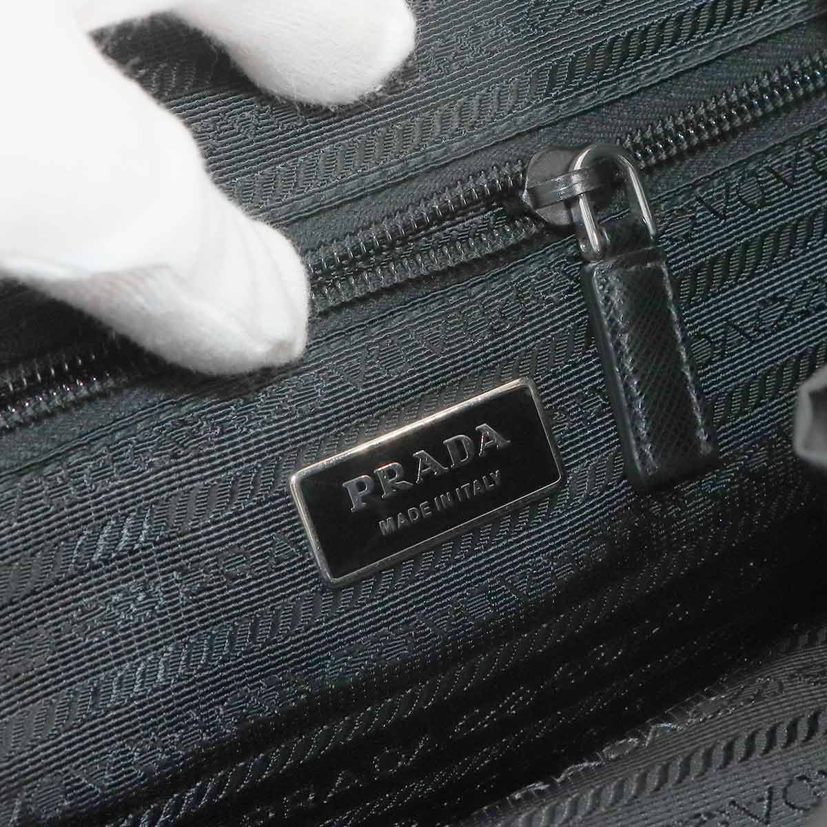 Backpack Nylon Saffiano leather Black V164 Purse