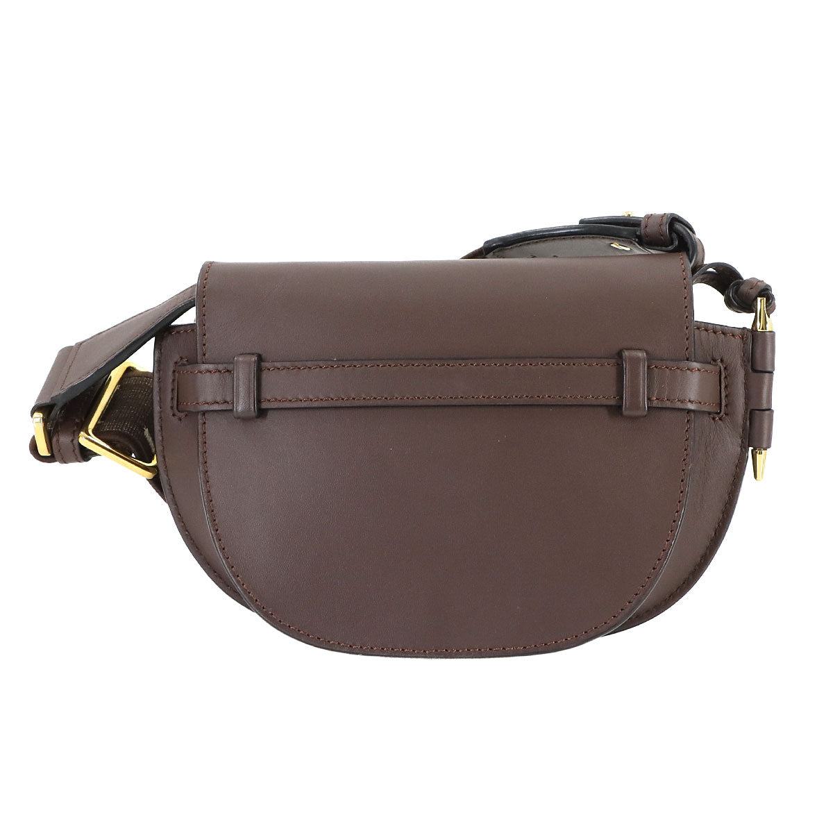 Mini Gate Dual Shoulder Bag Leather Chocolate Brown Purse