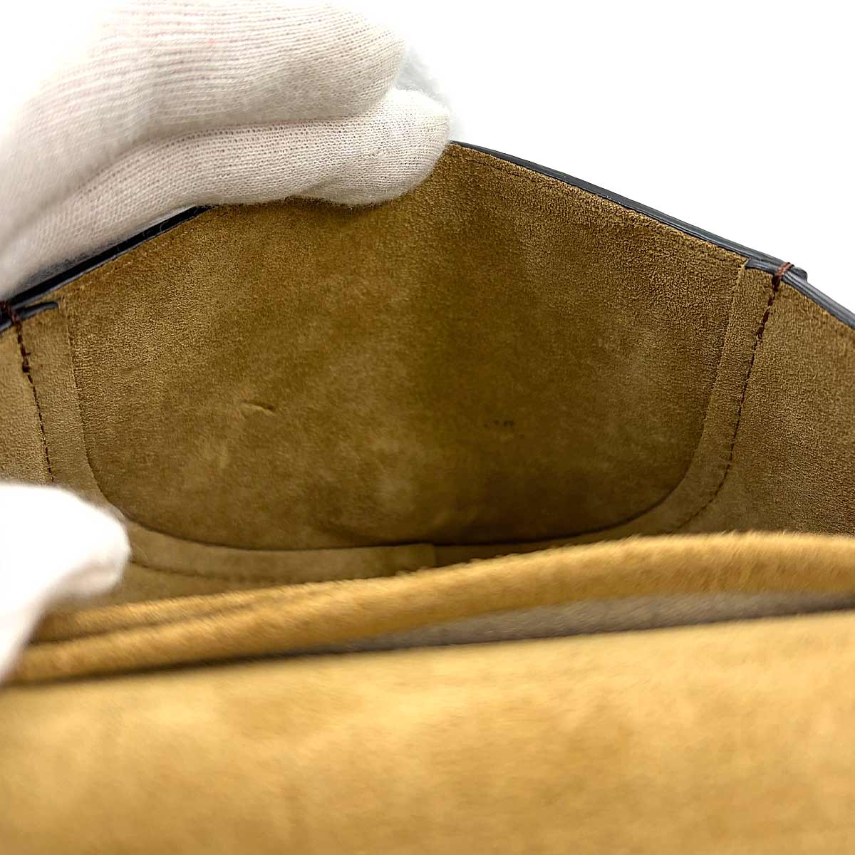 Mini Gate Dual Shoulder Bag Leather Chocolate Brown Purse