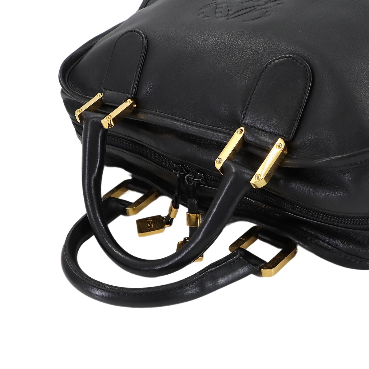 Amazona 32 Hand Bag Leather Black Anagram Purse