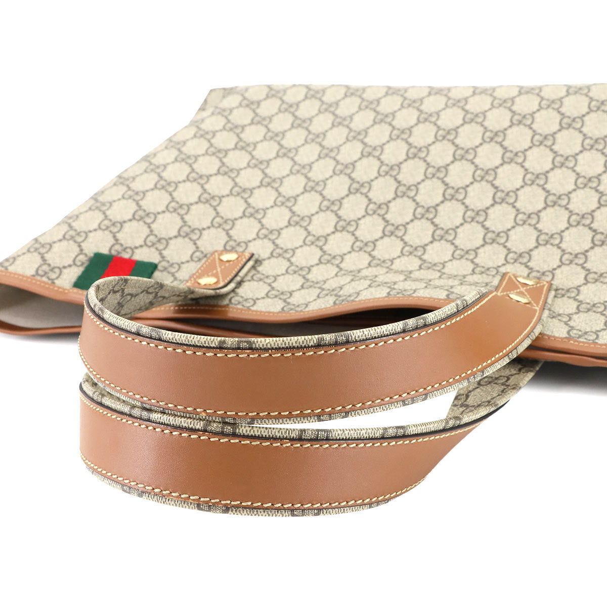 GG Supreme Tote Bag PVC Leather Beige Brown 211134 Purse